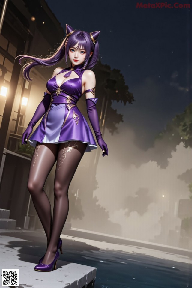 Hentai - Sovereign of Lightning in Exquisite Garb Set.2 20250126 Part 15 No.e61a49 A woman in a purple dress and cat ears posing for a picture.