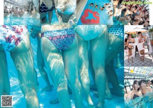 A group of women in bikinis posing in front of a slot machine.