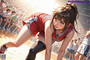 A woman in a basketball uniform holding a basketball in front of a crowd.